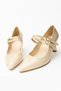Daily Women's Thin Heeled Pointed Toe Double Strap Buckle Beige Evening Dress Shoes 100 - 4