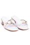 Women's Transparent Banded Buckle Detailed Transparent Heeled White Color Slippers - 7