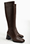 Ri̇ssoli̇ Thick Heeled Brown Skin Women's Boots