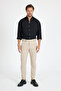 Men's Cream Quality Stretchy Lycra Ankle Length Relaxed Fit Slim Fit Fabric Pants - 3