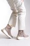 Nyloveth Women's Fur Lined Boots 0012162 Beige Suede - 5
