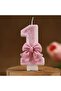 Adalie Pink Bow Number 3 Candle - 3