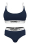 Women'S, Underwear Set, Cotton, (Bralet Bra-Hipster Boxer), Navy Blue - 7
