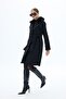 Women's Fur-Trimmed Black Cashmere Coat / Collection - 6