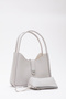 Gray Shk79 Leather Button Detailed Hand and Shoulder Bag with Snap Fastener Makeup Bag E:30 L:22 W:10 - 2