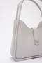 Gray Shk79 Leather Button Detailed Hand and Shoulder Bag with Snap Fastener Makeup Bag E:30 L:22 W:10 - 3