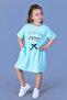 Girl's Printed Stone Embroidered Elastic Waist Two Side Pockets Dress - 2