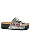 Feles Double Buckle Cork Sole Stone Detailed Women's Slippers White - 4