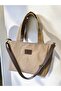 Crossbody Shoulder Bag - Beige Waxed Canvas Medium Size Satchel Bag