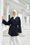 Navy Blue - Natural Viscose Fabric Women's Hijab Kimono with Pockets and Belt 1168-Tes - 8