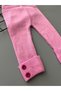 Lilac Color High Waist Button Detailed Unisex Knitwear Ribbed Stretchy Tights - Ages 3 Months to 6 Years - 2
