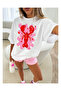 Heart and Lobster Patterned Unisex Oversize T-Shirt