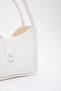 White Shk79 Leather Hand and Shoulder Bag with Button Detail and Snap Fastener Makeup Bag E:30 L:22 W:10 - 3
