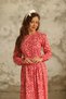Hijab Red, White Daisy Waist Gathered Dress - 6