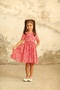 Red and White Daisy Waist Gathered Girl's Dress - 3