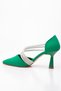 Green Color Women's Wedding Shoes Stoned Evening Dress Shoes Engagement Shoes 9 Cm Heeled Shoes - 5