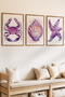 3 Piece Sea Creatures Themed Wooden Frame Look Mdf Painting Set - 2