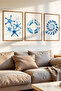 3 Piece Calm Touches of the Sea Themed Wooden Frame Look Mdf Table Set