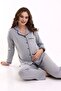 Pregnant Maternity Long Sleeve 100% Cotton Waist Rubber Adjustable Pajama Set - 2