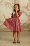 Vintage Fisto Collar Burgundy Floral Poplin Girl's Dress - 5