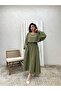 Khaki Green Muslin Loose Blouse and Flared Skirt Set (Set of 2) - 2
