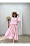 Powder Pink Muslin Loose Blouse and Flared Skirt Set (Set of 2) - 5