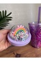 Purple Color Rainbow Figured Lighted Water Bottle with Straw - 4
