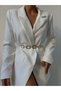 Square Detail Chain Gold Shirt Jacket Dress Pants Belt - 3
