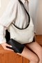 Black Gold Straw Braided Leather Handle Detailed Women's Shoulder Bag with Puppy