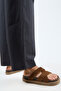 ®   Paula Genuine Leather Tan With Scarf High Sole Slipper