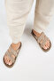 ®   Paula Genuine Leather Mink With Scarf High Sole Slipper - 6