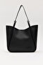 Black D30 Snap Fastener Single Strap Modern Large Volume Daily, Business and School Women's Shoulder Bag