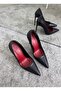 Women's Black Red Sole Stiletto Model Classic Heeled Shoes - 7