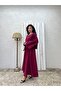Burgundy Muslin Casual Blouse and Flared Skirt Set (Set of 2) - 5
