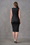 Stretchy Fabric Slim Fit Slim Fit Black Midi Evening Dress 2387 - 3