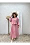 Dusty Rose Embroidered Muslin Loose Blouse and Flared Skirt Set (2 Piece Set with Embroidered) - 2