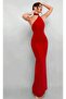 One Shoulder Back to Waist V-Cut Back Mid Gathered Slit Long Fish Dress - 6