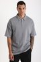 Shoulder Shepherd Stitch Detail Double Pique Fabric Loose Fit Men's Polo Neck T-Shirt - 6