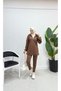 Neon Zippered Hooded Tracksuit Set TRN2040-1 Brown - 4