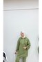 Neon Zippered Hooded Tracksuit Set TRN2040-1 Khaki - 6