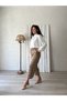 Women's Cream Plaid Trousers - 8