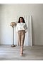 Women's Cream Plaid Trousers - 7