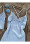 Women's 5-Piece Satin Nightgown Bra Shorts Dowry Set - 4