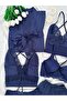 Navy Blue Vanessa Women's Satin Nightgown and Dressing Gown Dowry Set (Boxed) - 5