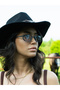 Minimal Geometric Design Black Frame Blue Glass Sunglasses Women&Men Ce Certificated - 3