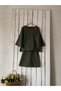 Khaki Green Short Stitched Blouse-Skirt Set (Bluz-Skirt) - 6