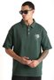 Chest Mykonos Embroidery Detailed Double Pique Fabric Loose Fit Men's Polo Neck T-Shirt - 7