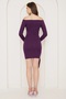 Women's Long Sleeve Crepe Fabric Asymmetrical Cut Shoulder Detailed Purple Evening Dress 100 - 3