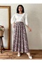 Black-Lilac Floral Flared Poplin Skirt - 6