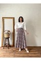 Black-Lilac Floral Flared Poplin Skirt - 3